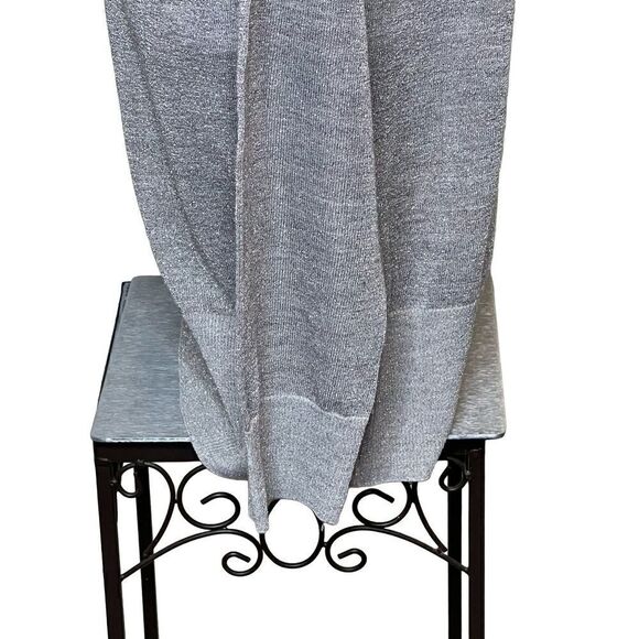 Loft crew neck metallic silver lightweight wool blend sweater size L - Picture 8 of 15